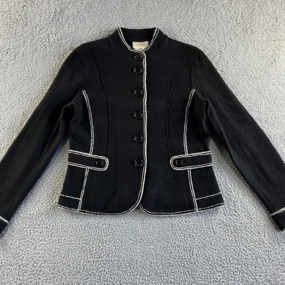 Talbots Black Merino Wool Military Coat 🆕 - Picture 8 of 8